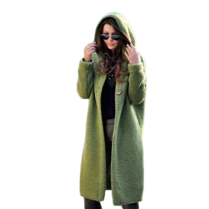 Cardigans - Casual Hooded Duster Cardigan Cape