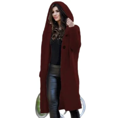 Cardigans - Casual Hooded Duster Cardigan Cape