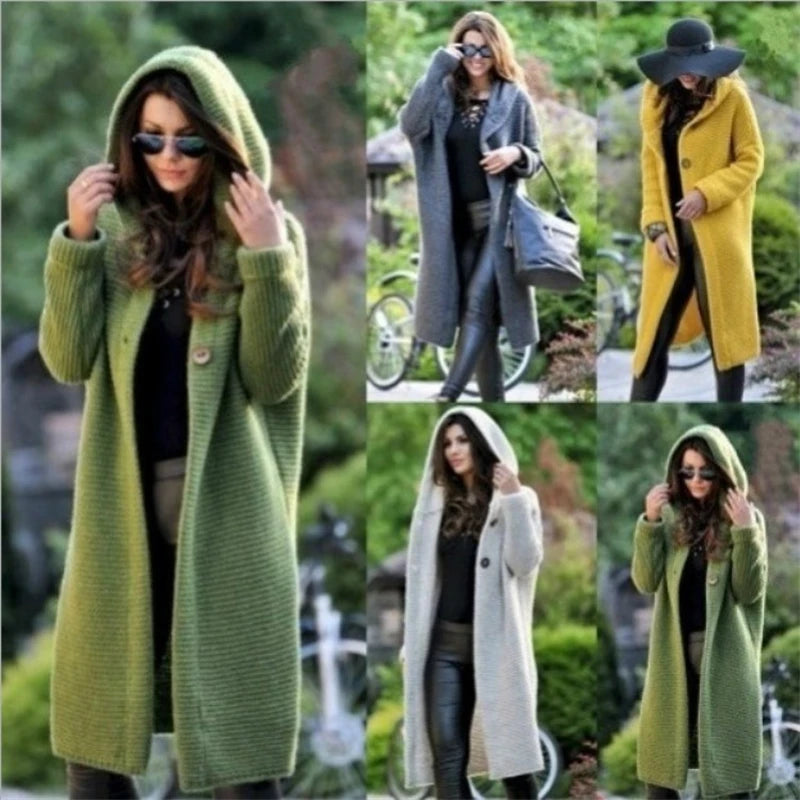 Cardigans - Casual Hooded Duster Cardigan Cape