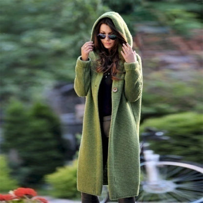 Cardigans - Casual Hooded Duster Cardigan Cape