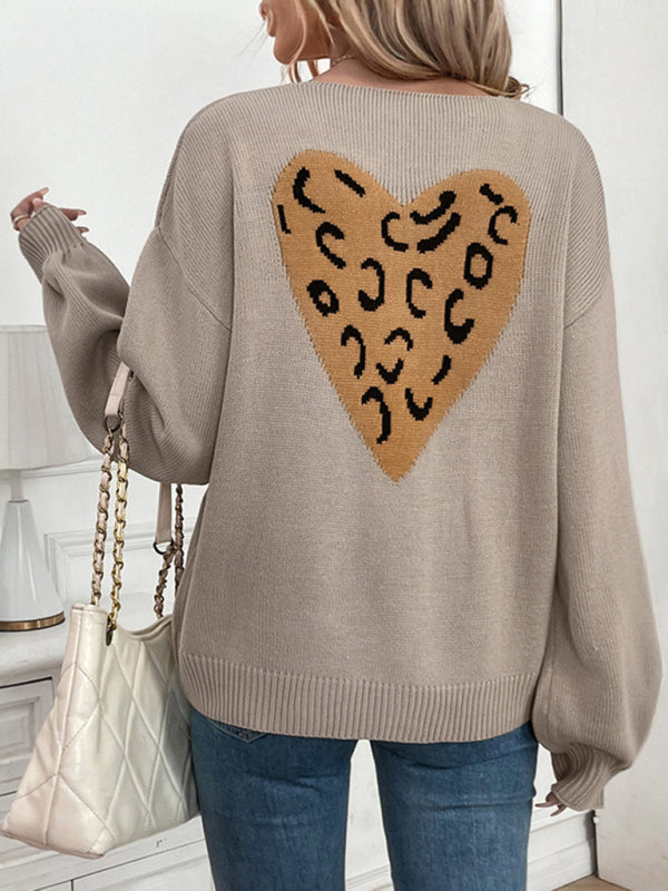 Cardigans - Casual Tie-Up Sweater with Heart Back Oversized Cardigan