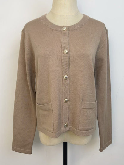 Cardigans - Classic Striped Cardigan Sweater with Golden Buttons