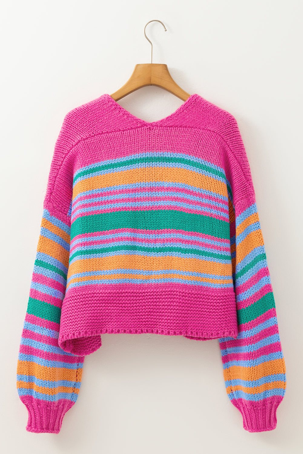 Cardigans - Colorful Striped Cozy Knit Open Cardigan