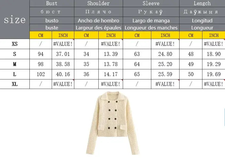 Cardigans - Elegant Double-Breasted Knit Cardigan Fall Sweater