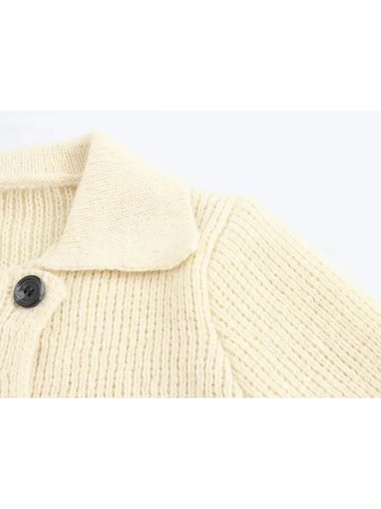 Cardigans - Elegant Double-Breasted Knit Cardigan Fall Sweater