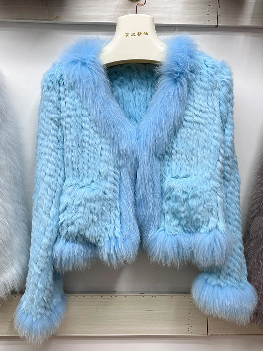 Cardigans - Rabbit Fur Knit Cardigan Jacket