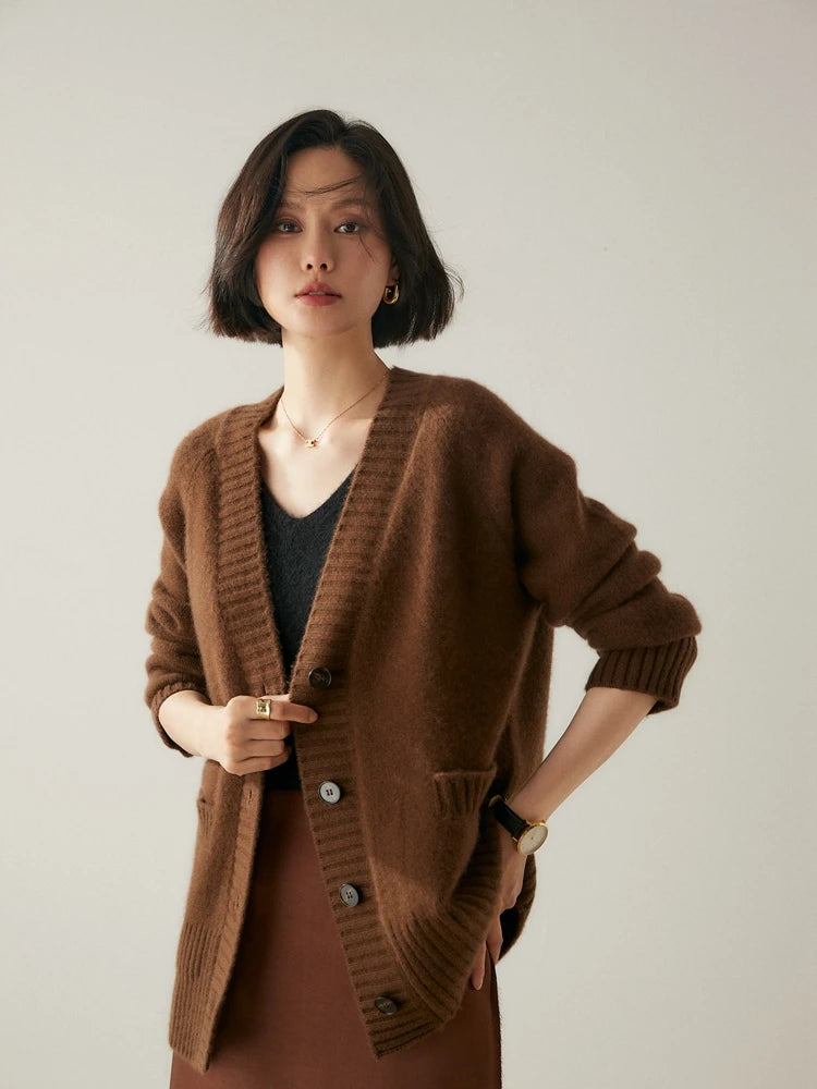 Cardigans - Elegant Winter Pure Cashmere Grandpa Cardigan