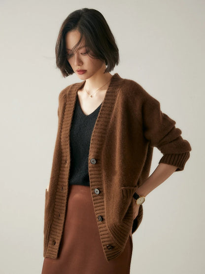 Cardigans - Elegant Winter Pure Cashmere Grandpa Cardigan