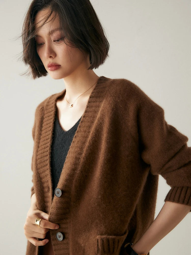 Cardigans - Elegant Winter Pure Cashmere Grandpa Cardigan