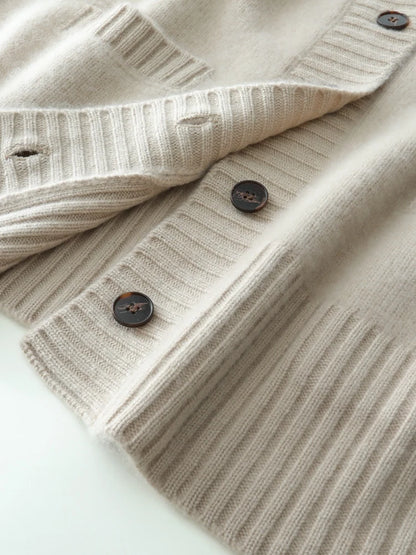 Cardigans - Elegant Winter Pure Cashmere Grandpa Cardigan