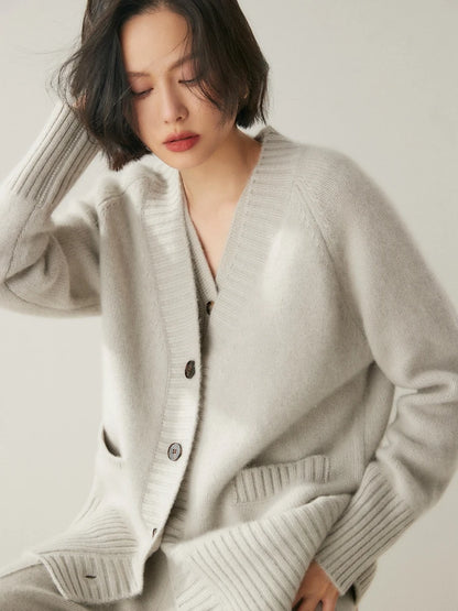 Cardigans - Elegant Winter Pure Cashmere Grandpa Cardigan