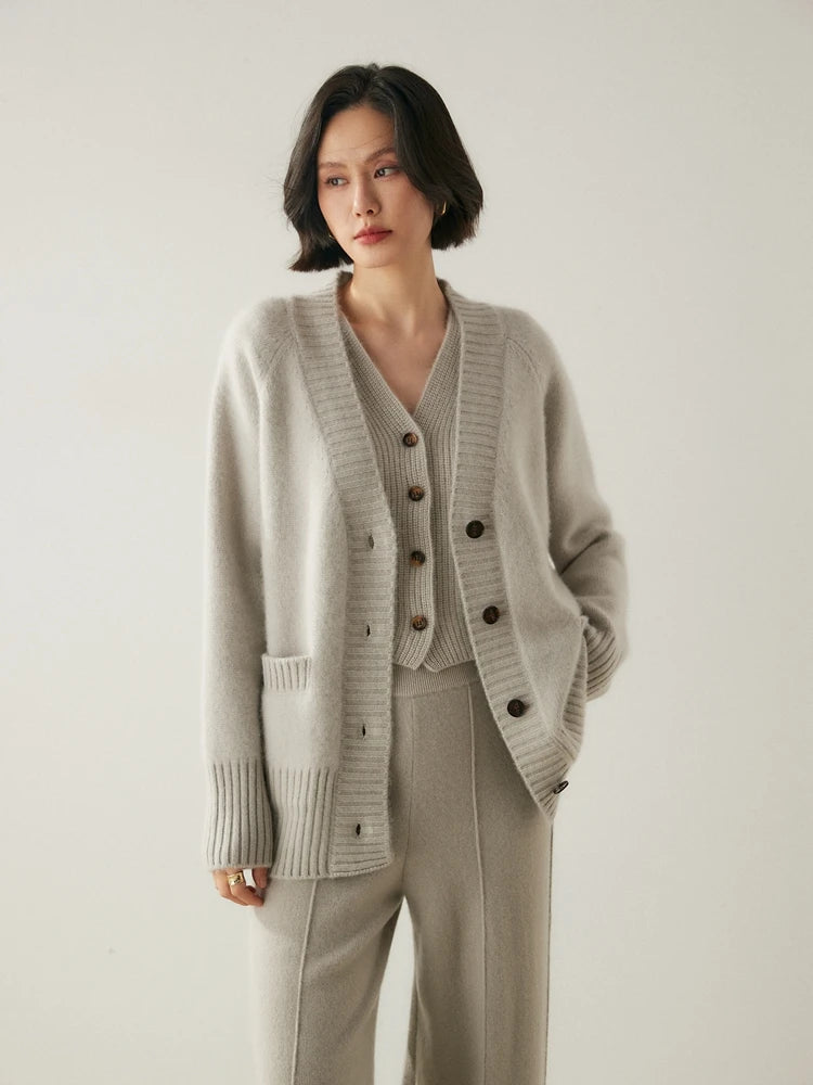 Cardigans - Elegant Winter Pure Cashmere Grandpa Cardigan