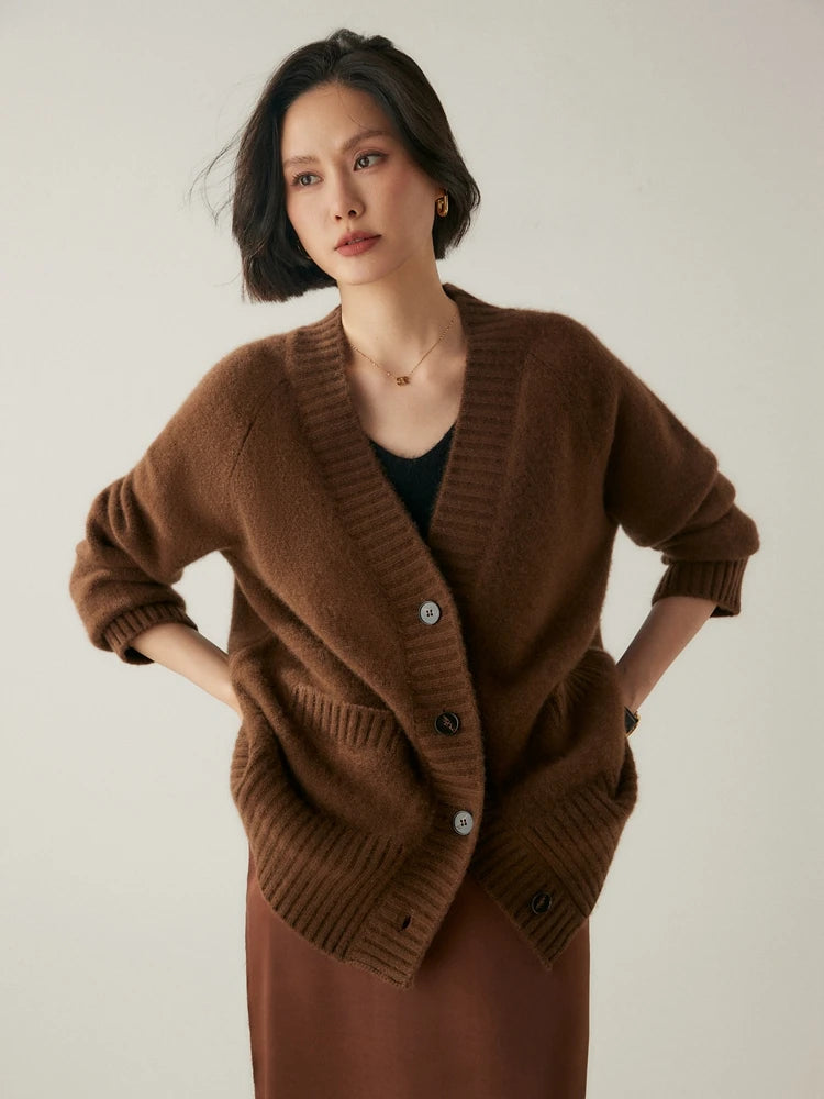 Cardigans - Elegant Winter Pure Cashmere Grandpa Cardigan