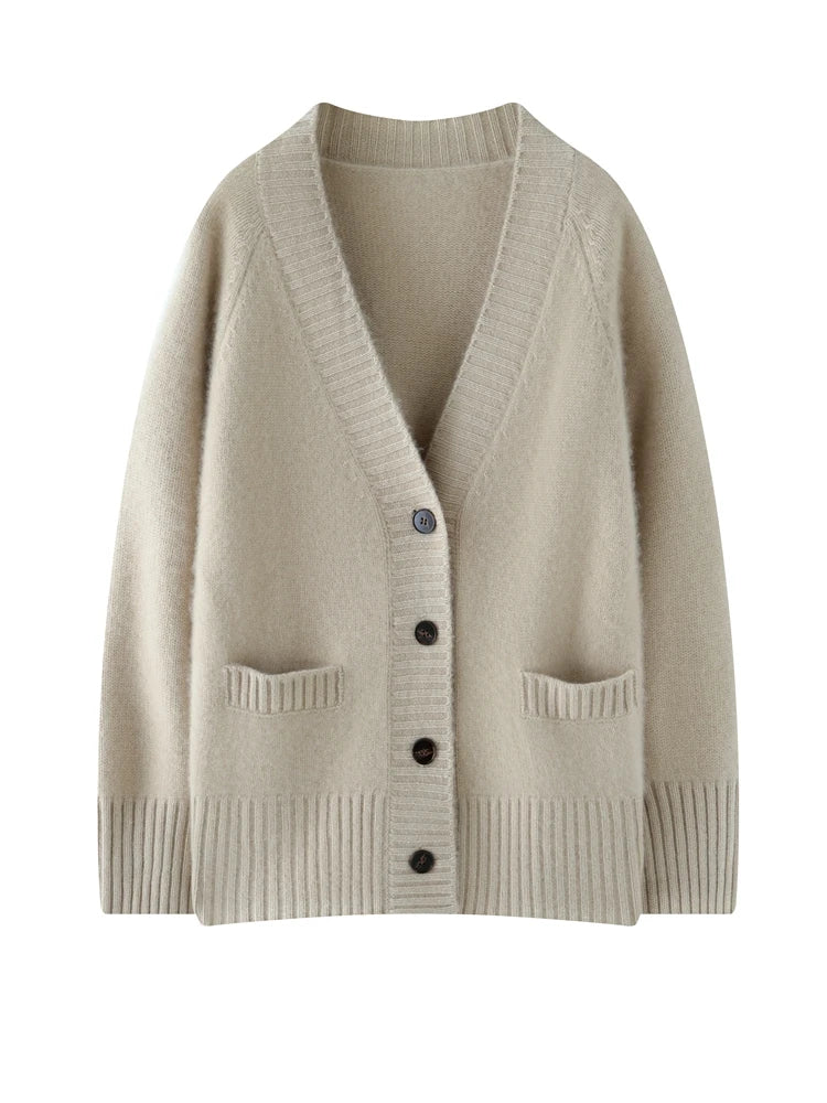 Cardigans - Elegant Winter Pure Cashmere Grandpa Cardigan