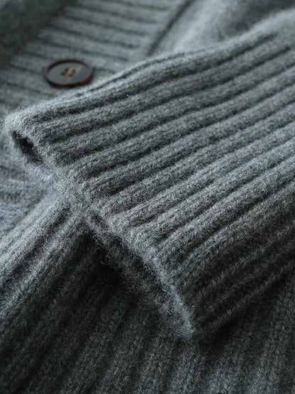 Cardigans - Elegant Winter Pure Cashmere Grandpa Cardigan