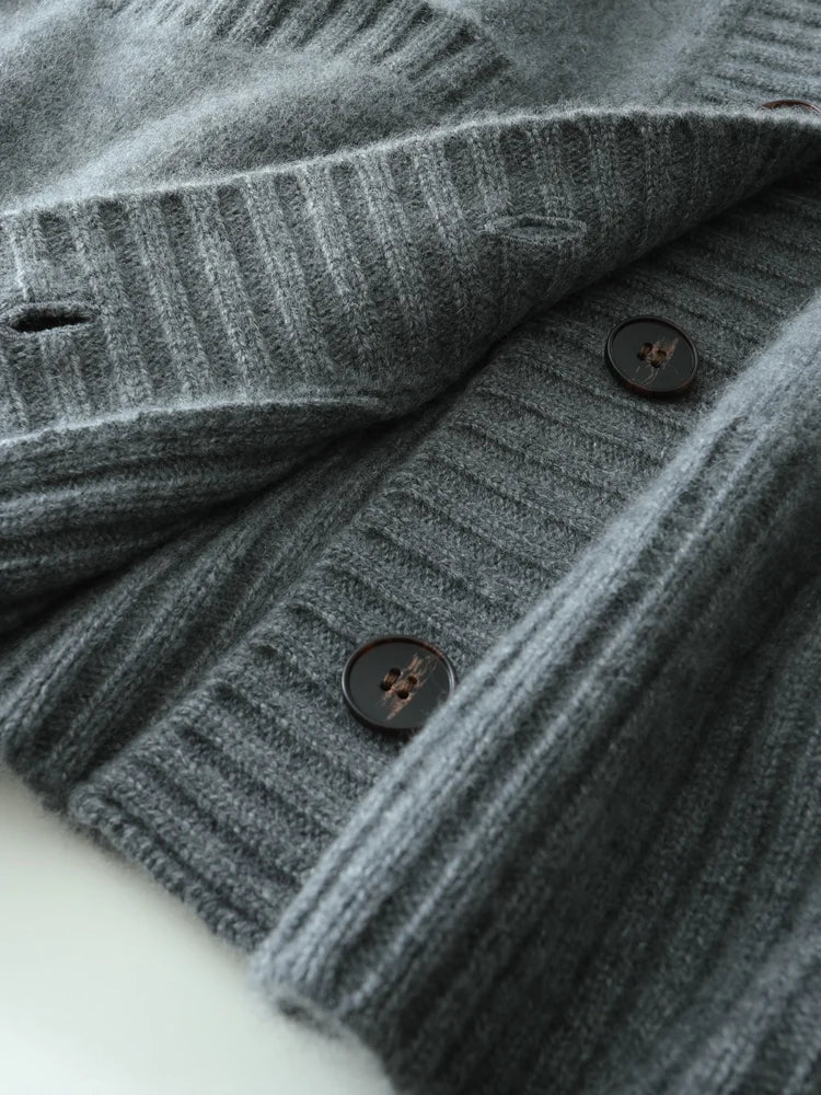 Cardigans - Elegant Winter Pure Cashmere Grandpa Cardigan