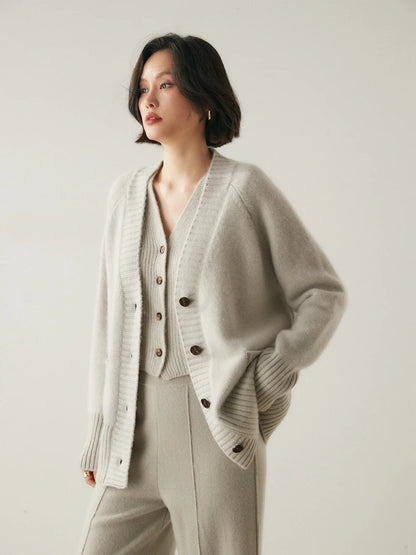 Cardigans - Elegant Winter Pure Cashmere Grandpa Cardigan