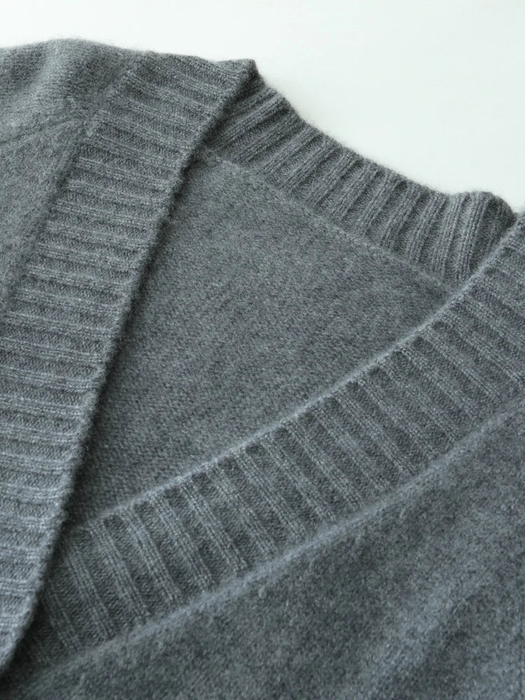 Cardigans - Elegant Winter Pure Cashmere Grandpa Cardigan