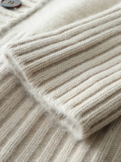 Cardigans - Elegant Winter Pure Cashmere Grandpa Cardigan