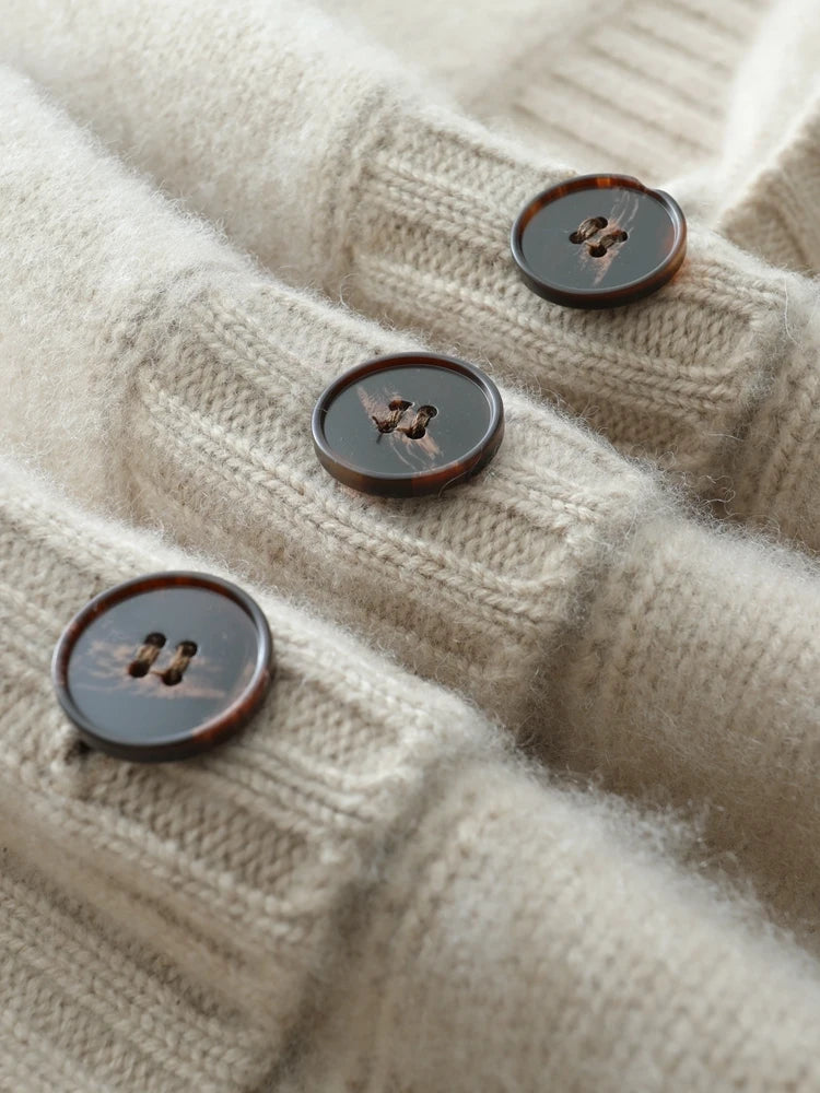 Cardigans - Elegant Winter Pure Cashmere Grandpa Cardigan