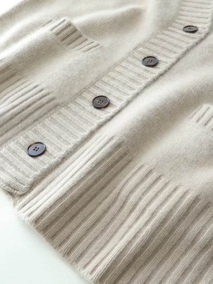 Cardigans - Elegant Winter Pure Cashmere Grandpa Cardigan