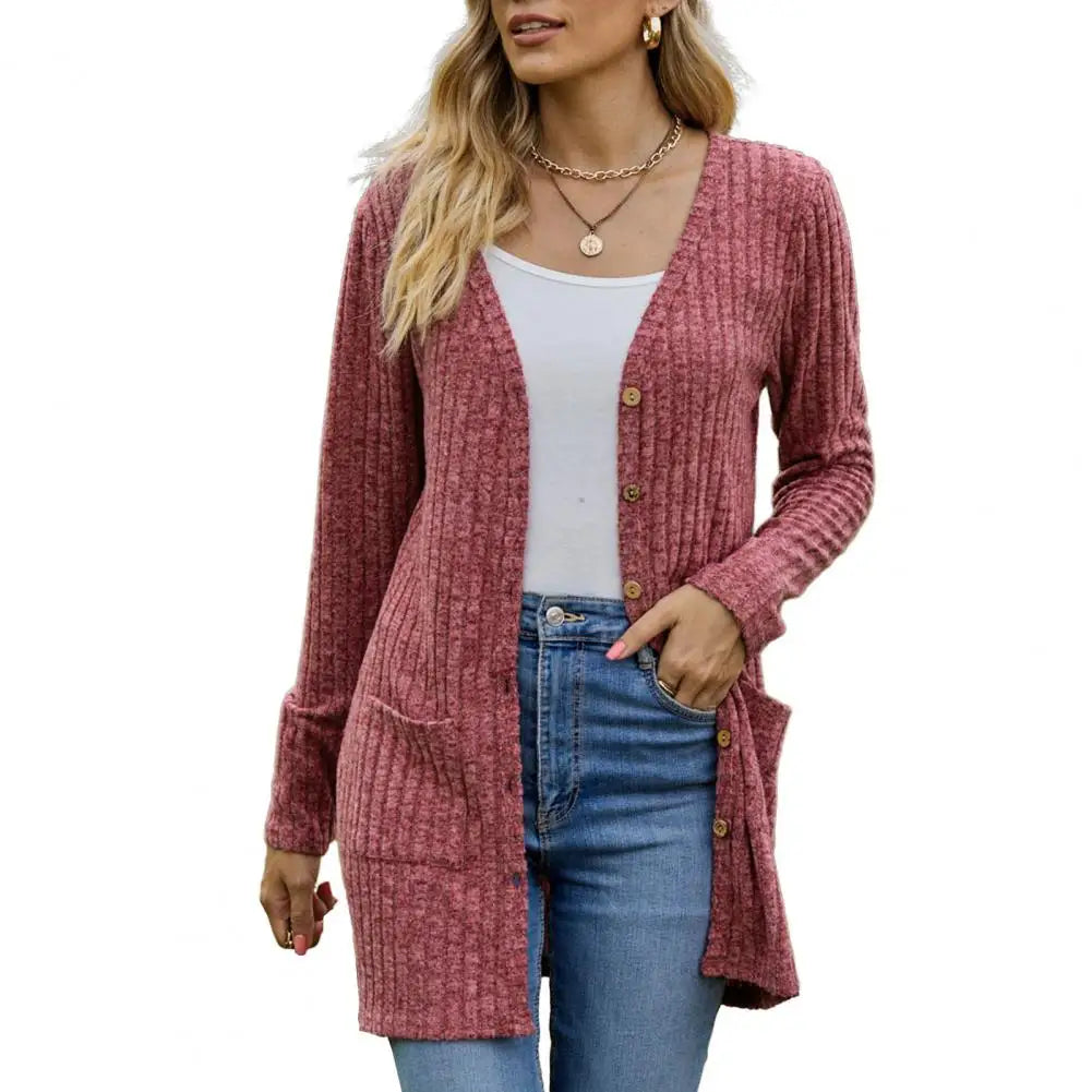 Cardigans- Essential Button-Up Duster Cardigan – Must-Have for All Seasons- Wine Red- Pekosa Women Fashion