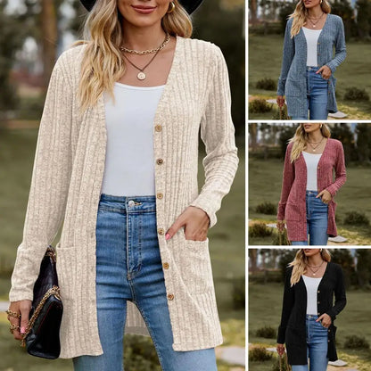 Cardigans- Essential Button-Up Duster Cardigan – Must-Have for All Seasons- - Pekosa Women Fashion