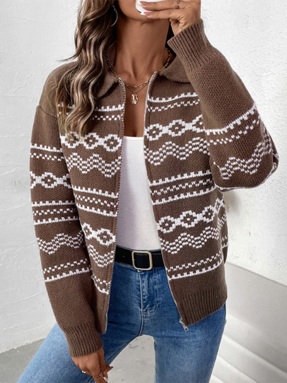 Cardigans - Fair Isle Zip-Up Cardigan for Fall & Winter