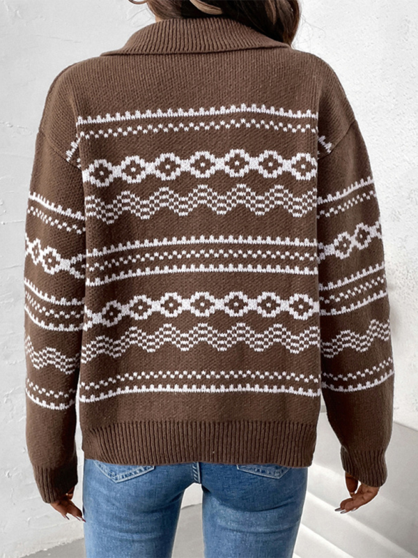 Cardigans - Fair Isle Zip-Up Cardigan for Fall & Winter