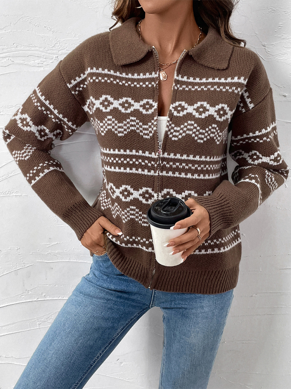 Cardigans - Fair Isle Zip-Up Cardigan for Fall & Winter