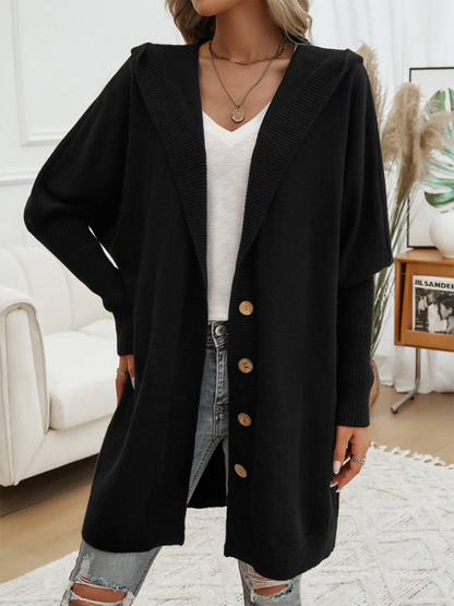 Cardigans- Favorite Fall Longline Hooded Cardigan for Women- Black- Pekosa Women Fashion