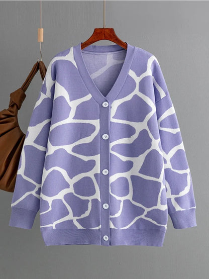 Cardigans - Giraffe’s Skin Print Pattern Sweater Cardigans