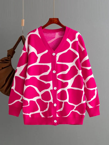 Cardigans - Giraffe’s Skin Print Pattern Sweater Cardigans