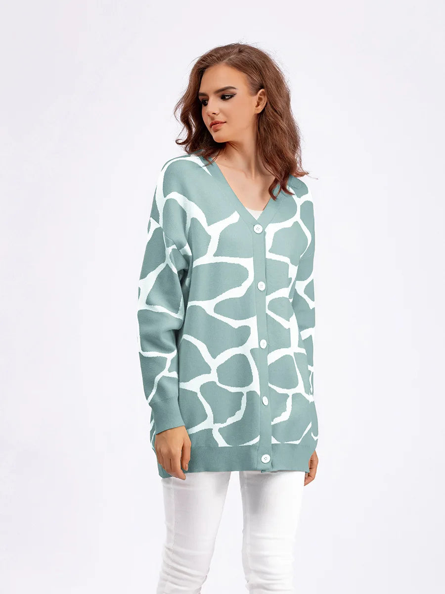 Cardigans - Giraffe’s Skin Print Pattern Sweater Cardigans