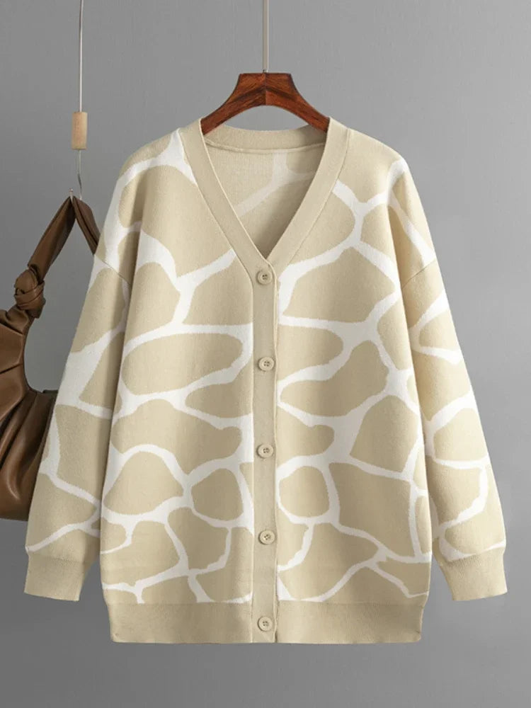 Cardigans - Giraffe’s Skin Print Pattern Sweater Cardigans