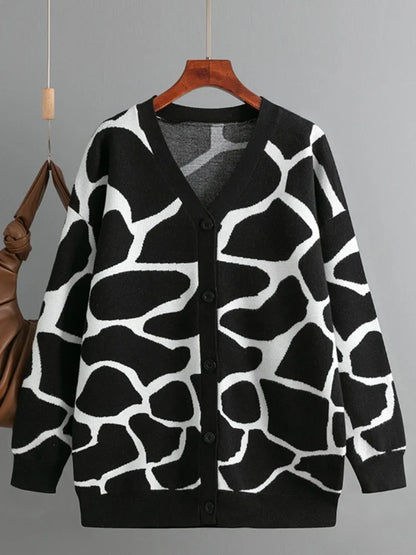 Cardigans - Giraffe’s Skin Print Pattern Sweater Cardigans