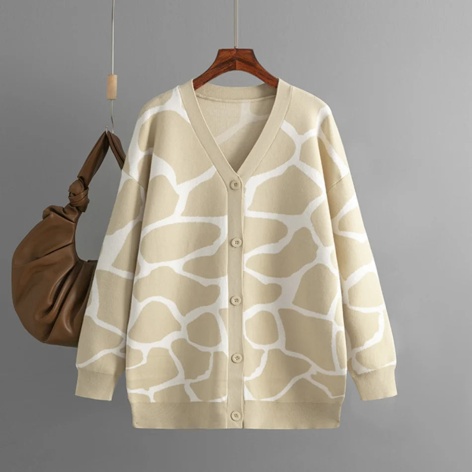 Cardigans - Giraffe’s Skin Print Pattern Sweater Cardigans