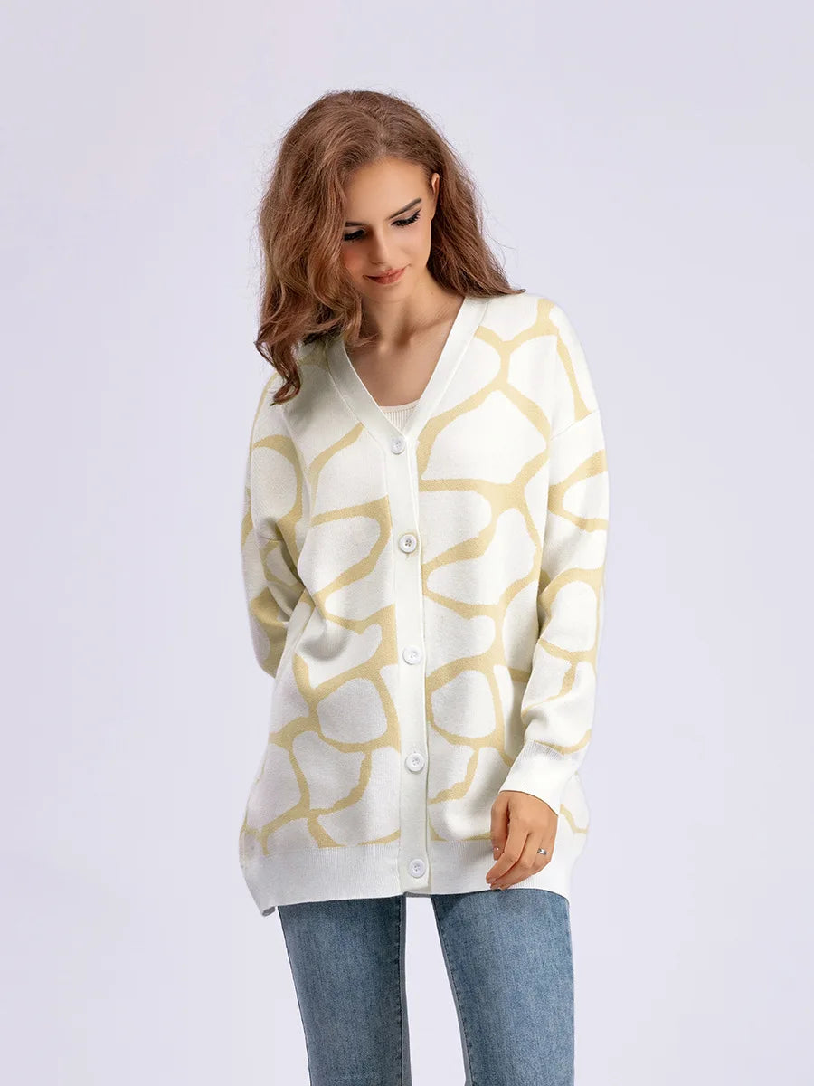 Cardigans - Giraffe’s Skin Print Pattern Sweater Cardigans