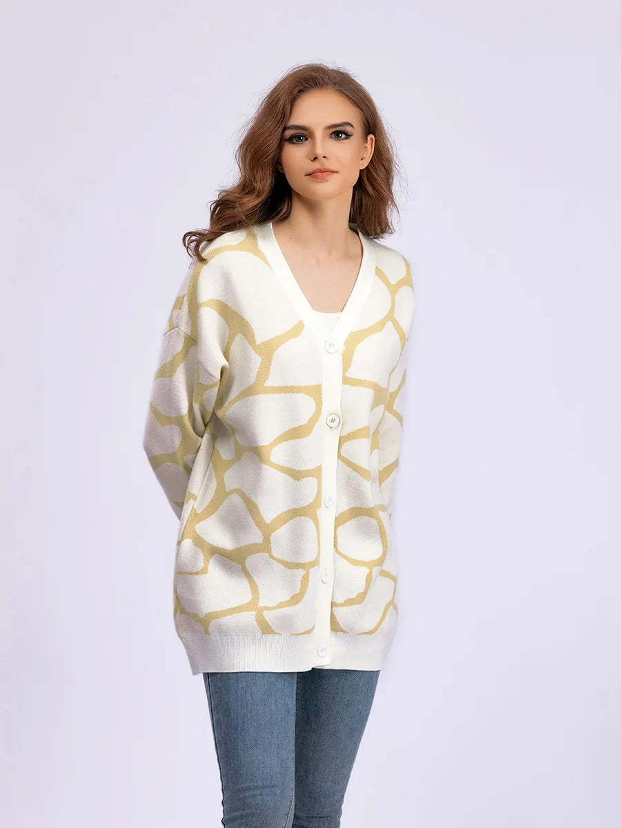 Cardigans - Giraffe’s Skin Print Pattern Sweater Cardigans