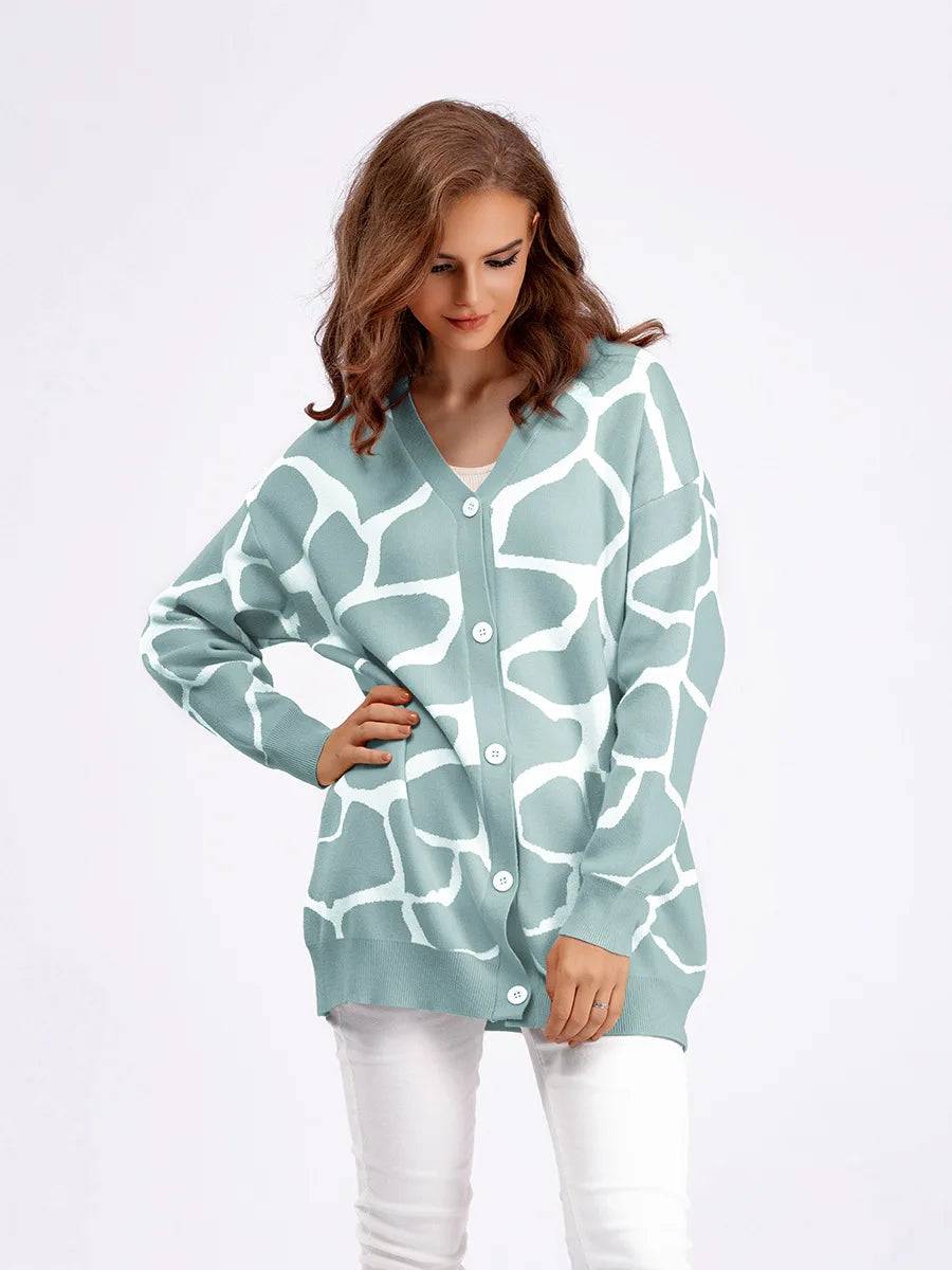 Cardigans - Giraffe’s Skin Print Pattern Sweater Cardigans