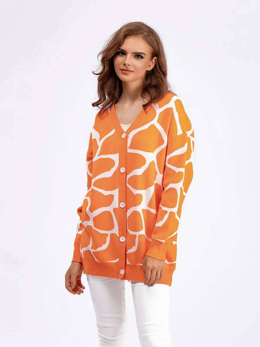 Cardigans - Giraffe’s Skin Print Pattern Sweater Cardigans