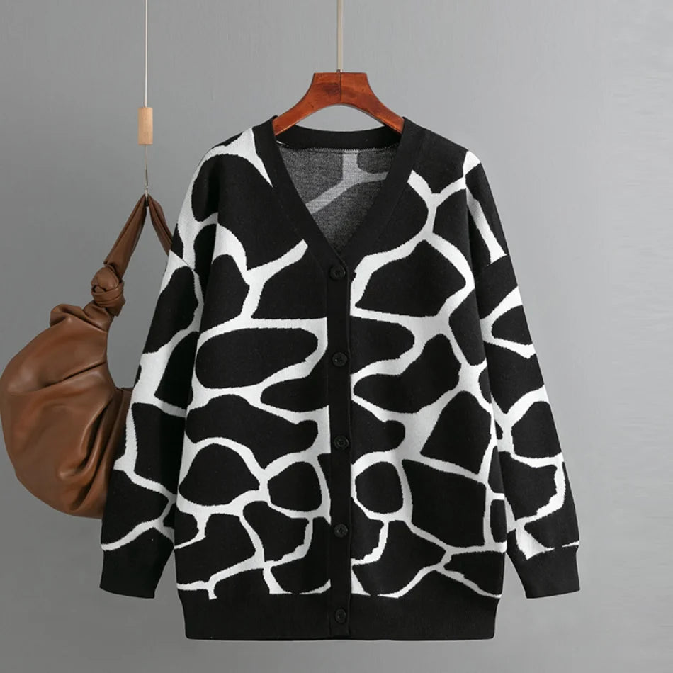 Cardigans - Giraffe’s Skin Print Pattern Sweater Cardigans