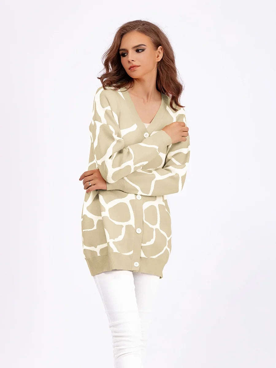 Cardigans - Giraffe’s Skin Print Pattern Sweater Cardigans