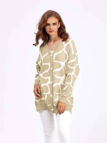 Cardigans - Giraffe’s Skin Print Pattern Sweater Cardigans