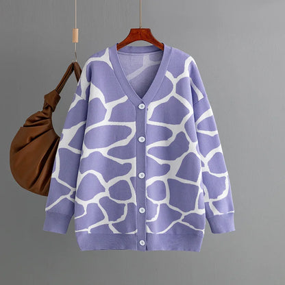 Cardigans - Giraffe’s Skin Print Pattern Sweater Cardigans