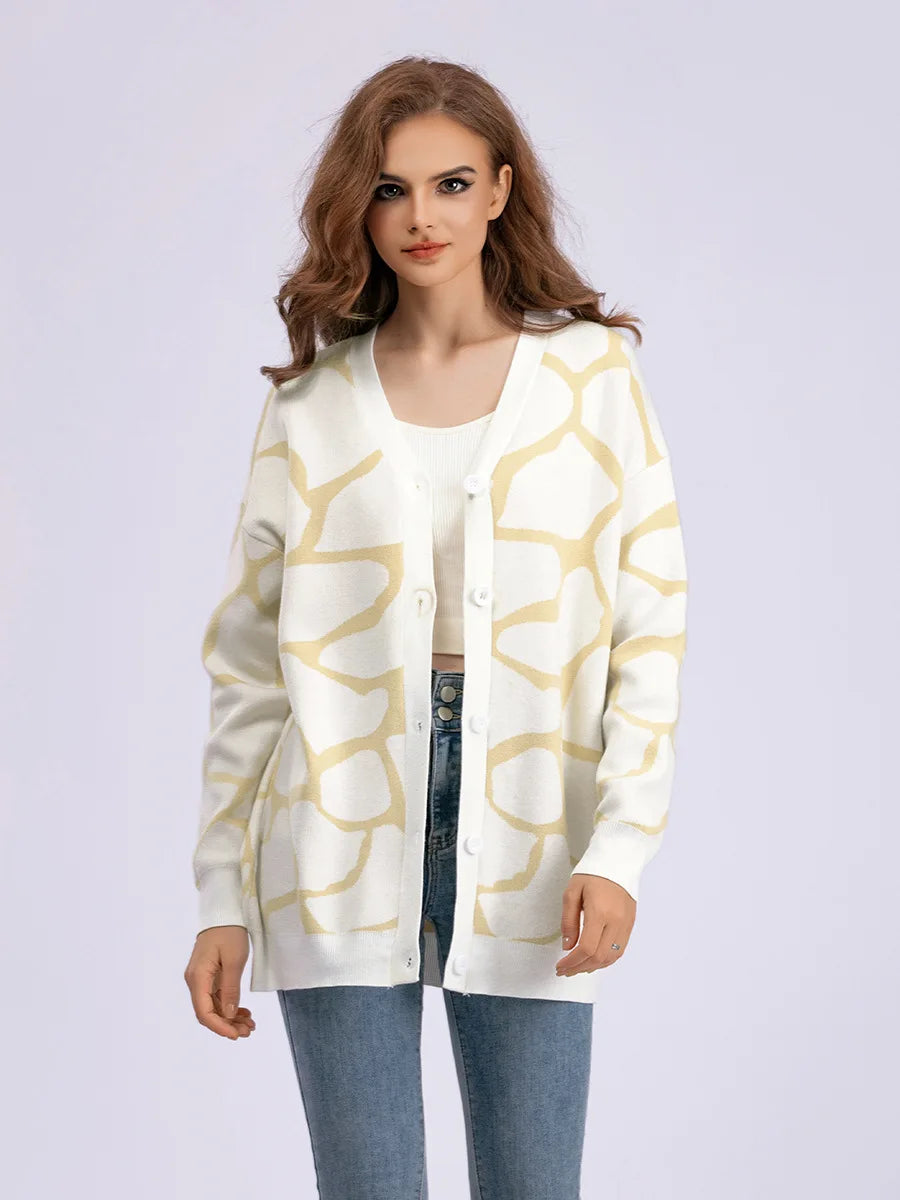 Cardigans - Giraffe’s Skin Print Pattern Sweater Cardigans