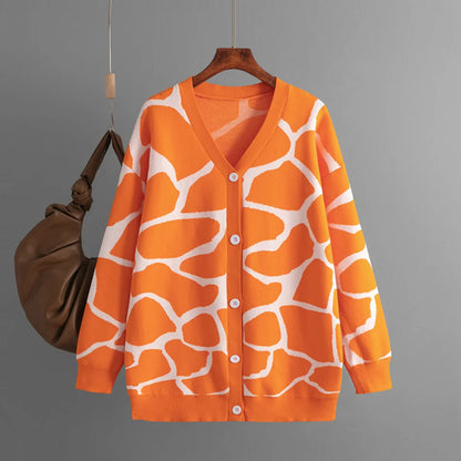 Cardigans - Giraffe’s Skin Print Pattern Sweater Cardigans