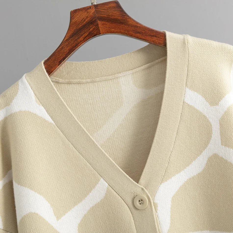 Cardigans - Giraffe’s Skin Print Pattern Sweater Cardigans