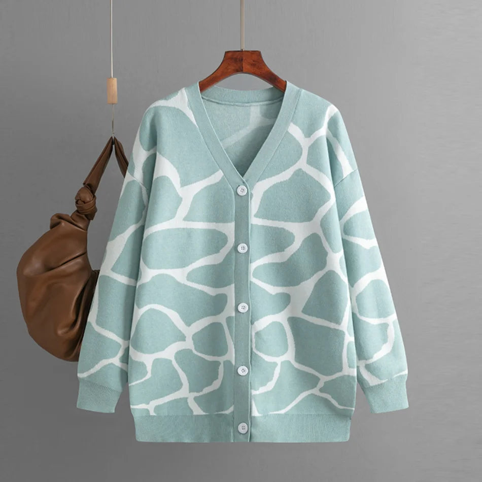 Cardigans - Giraffe’s Skin Print Pattern Sweater Cardigans