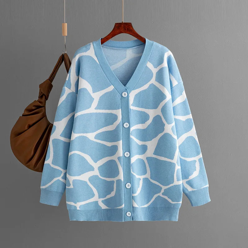 Cardigans - Giraffe’s Skin Print Pattern Sweater Cardigans